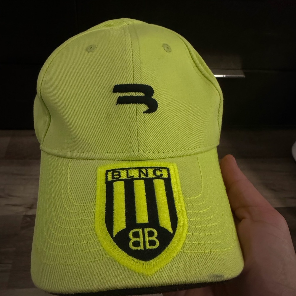 Balenciaga Neon Yellow Cap with Black Logo